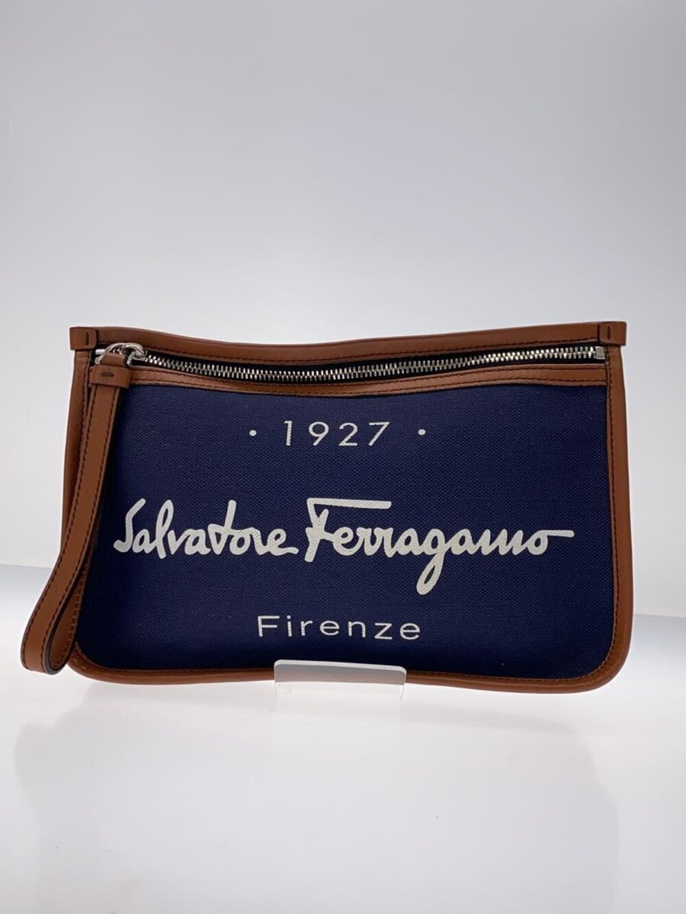 Salvatore Ferragamo Pouch Clutch Navy Blue